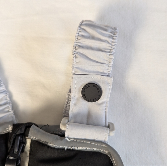 Zara 2T NWOT Snow Pants Suspenders Black Silver Unisex Fleece Lined Zip Elastic - Picture 5 of 8